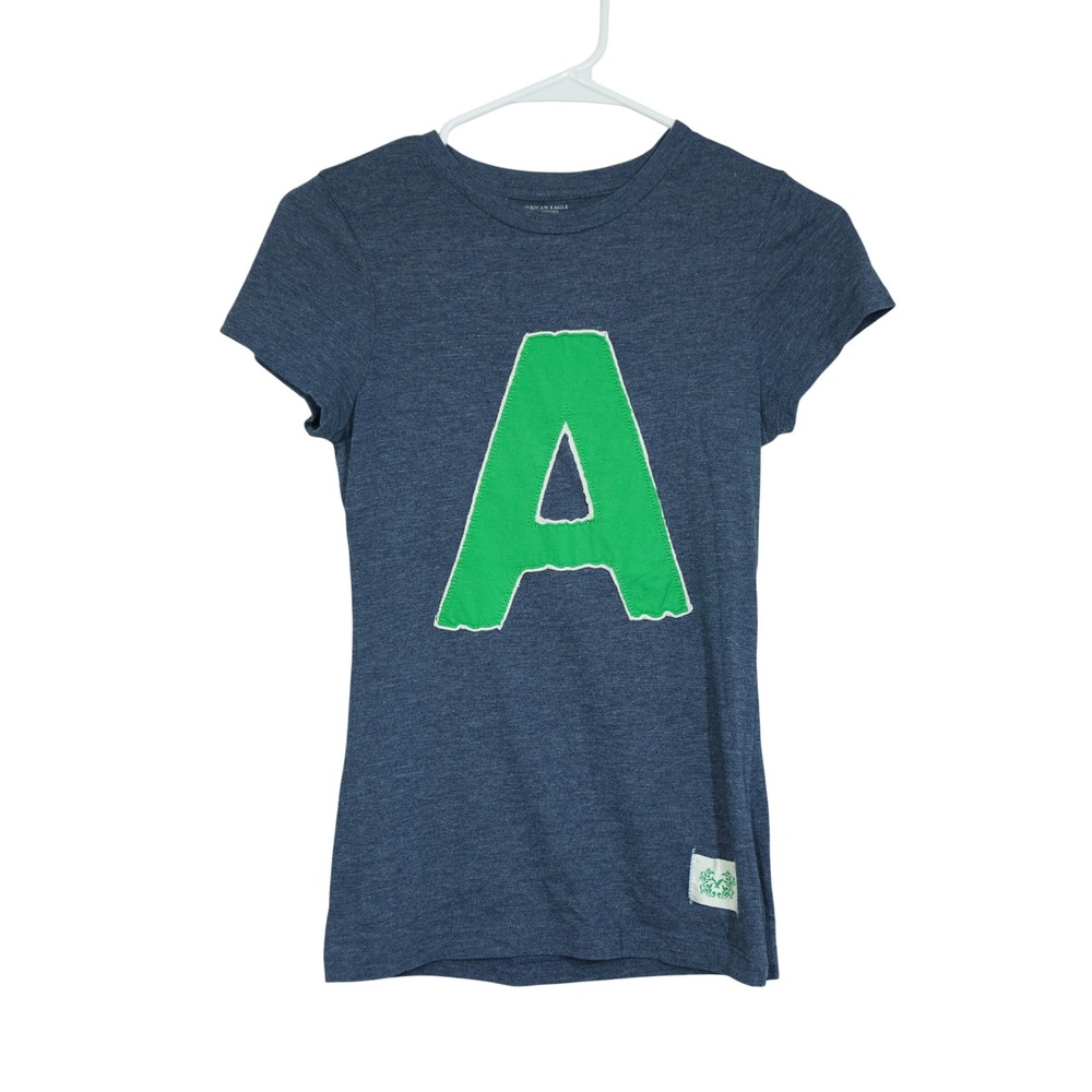 American Eagle Outfitters Vintage Y2K Baby Tee‎ Blue Heathered T-Shirt Green A